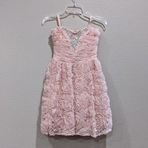 NWT - Trixxi Soft Pink Beaded Rose Cocktail Dress